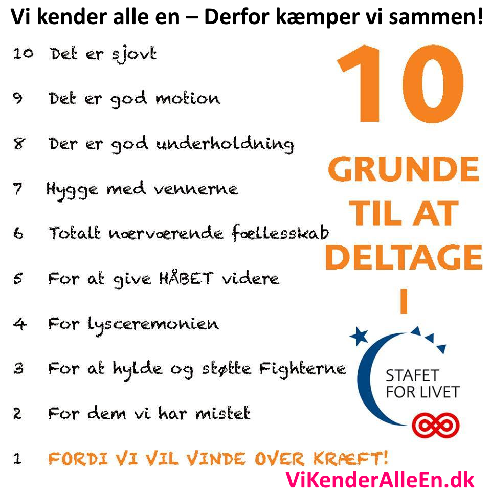 10 Grunde til deltage i Stafet For Livet